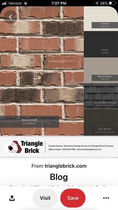 a brick wall with the words triangle brick on it and an image of two different colors