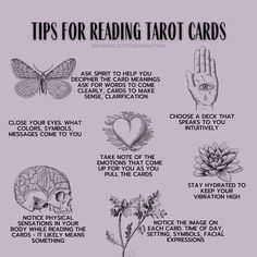 a poster with the words tips for reading tarot cards