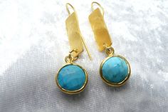 Beautiful earrings with small round turquoise in gilded 925silver set on a gilded plate. Turquoise Earrings, Beautiful Earrings, Jewelry Earrings Dangle, Etsy Earrings, Dangle Drop Earrings, Dangle Earrings, Handmade Items, Jewelry Earrings, Germany