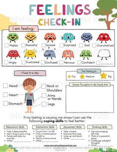 feelings check - in worksheet for kids to help them learn how to say