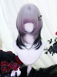 Transform your look with this enchanting Purple Ombre Synthetic Wig. Featuring trendy air bangs, this wig offers a playful and youthful vibe perfect for any occasion. The beautiful ombre transition from black to light purple adds an eye-catching allure, while the 40-45cm length provides versatility and ease of styling. Made from high-quality synthetic fibers, this wig ensures a natural appearance and comfortable wear.  Garment Size SizeFree SizeHair Length40-45 Vtuber Hair, Oc Hairstyles, Silver Purple Hair, Easy Hair Drawings, Blue Ombre Wig, Purple Ombre Hair, Air Bangs, Emo Scene Hair, Ombre Wig