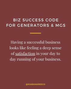 a red background with the words biz success code for generators and m & s