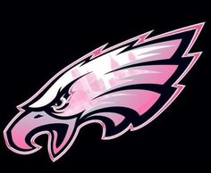 the philadelphia eagles logo is shown in pink and black on a black background with white trim