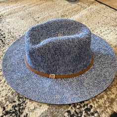 Nice Blue Fedora Trendy Blue Brimmed Fedora, Trendy Adjustable Blue Fedora, Trendy Blue Hat With Flat Brim, Blue Wide Brim Adjustable Fedora, Blue Fedora With Short Brim For Fall, Blue Flat Brim Fedora For Fall, Blue Short Brim Fedora For Fall, Blue Brimmed Sun Hat For Day Out, Casual Blue Sun Hat With Short Brim