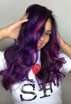 63 Purple Hair Color Ideas to Swoon over in 2022 - Glowsly Red Hair Color Shades, Crimson Hair