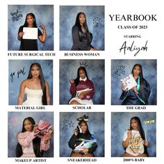 a group of women posing for pictures in front of a blue background with the words yearbook class of 2013