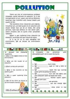 Pollution -reading Reading Comprehension For Kids, English Exercises, Worksheet For Kids, Reading Comprehension Activities, Reading Comprehension Passages, Comprehension Worksheets