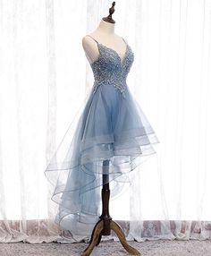 Blue sweetheart tulle lace high low prom dress, blue homecoming dress – shopluu Blue Lace Prom Dress, High Low Party Dresses, Blue High Low Dress, High Low Evening Dresses, High Low Prom Dress, Cute Homecoming Dresses, Mini Prom Dresses, High Low Prom Dresses