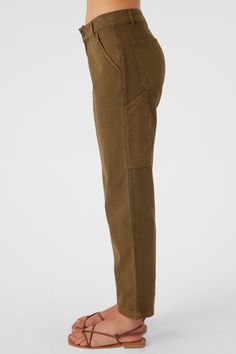 Essential woven cargo pant that has a premium cotton-twill design, straight leg fit and utility pocket detail. O'Neill Women's woven cargo pant 29" Inseam 10" Rise Cargo Pockets at side with back patch pockets Utility pocket on back leg Solid color wash 100% Cotton twill Brown Cotton Cargo Pants With Welt Pockets, Utility Khaki Chinos With Cargo Pockets, Khaki Utility Chinos With Cargo Pockets, Utility Khaki Chinos For Workwear, Khaki Cargo Pants With Patch Pockets For Work, Khaki Cargo Pants With Welt Pockets For Work, Khaki Work Pants With Side Pockets, Utility Khaki Bottoms With Welt Pockets, Khaki Cotton Cargo Work Pants