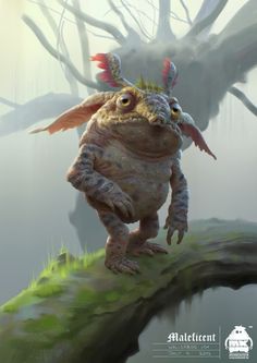 an illustration of a frog with wings on it's head standing on a branch