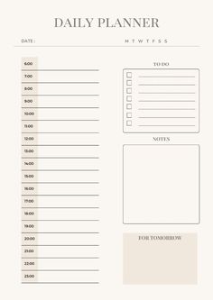 Minimalist Daily Planner bloggingplanner #mealplanner #travelbudgetplanner #plannerdividersprintablefree. Daily Planner Time Blocking, Daily Schedule Template Aesthetic, Time Table Planner, Daily Block Schedule, Aesthetic Daily Planner, Daily Planner Ideas, Student Daily Planner, Time Blocking Schedule, Daily Planner Templates