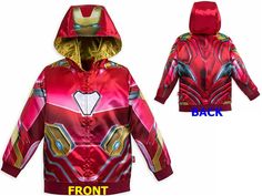 Please read before bidding/purchasing. Bidding on (or purchasing) Item constitutes agreement to what is written in item description. You are bidding on ONE New Disney Store Exclusive Avengers Ironman Child Metallic Zip Up Hooded Jacket shown in picture you choose the size. See below for measurements. Please go by measurements provided below! NOT Sizing! as manufacturers sizings vary! SIZE 4   Laying the hoodie down flat as shown in picture measured from shoulder seam to shoulder seam it is appro Baby & Toddler Clothing, Disney Store, Baby Accessories, Iron Man, Motorcycle Jacket, Hooded Jacket, Baby Toddler, Avengers, Zip Ups