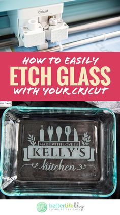 an image of glass with the words how to easily etct glass with your cricut