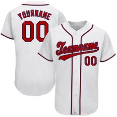 a baseball jersey with the name and number on it, that says your name in red