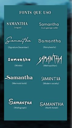 some type of font that is in different colors and sizes, with the names below it