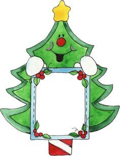 a drawing of a christmas tree with a frame