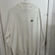 Never Worn. Size Xxl Nike White Hoodie With Adjustable Hood, Nike Casual Hoodie With Adjustable Hood, Casual Nike Hoodie With Adjustable Hood, White Nike Urban Sweatshirt, Nike Urban Style White Sweatshirt, Nike White Urban Sweatshirt, Oversized Nike Hoodie For Streetwear, White Sportswear Hoodie With Kangaroo Pocket, Sporty White Outerwear With Kangaroo Pocket