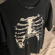 Used A Few Times, But Still In Very Good Condition Alternative Style White Skull Print Top, Alternative White Top With Skull Print, Casual Halloween Streetwear Shirt, White Alternative Style Top With Skull Print, Black Relaxed Fit Shirt With Skull Print, Acdc Tshirt, Mens Black Shirt, Asos Men, Lululemon Long Sleeve