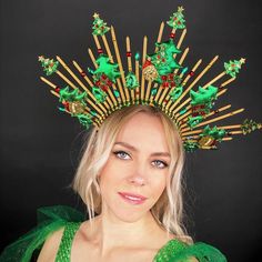 Cristmas Princess Crown Festive Adjustable Crown Headpiece, Festive Adjustable Crown-shaped Headband, Festive Adjustable Crown Headband, Christmas Festive Headband Headpiece, Festive Christmas Headband, Whimsical Adjustable Christmas Headpieces, Tree Headpiece, Carnival Images, Christmas Headdress