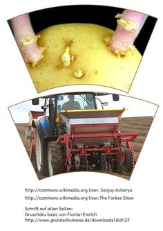 an advertisement for a farmer's product with pictures of the farm equipment