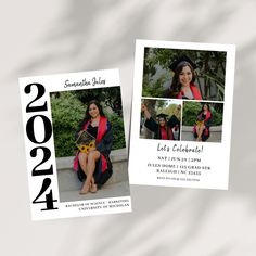 two graduation photos are shown on the front and back of this card