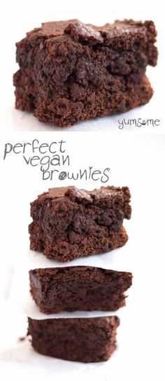 three different pictures of brownies on top of each other