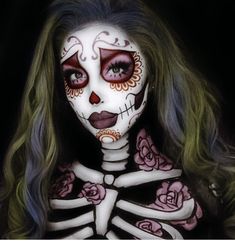 Catrina Makeup Easy, Face Halloween Makeup, Candy Skull Makeup