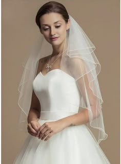 JJ's House Wedding Veils Simple   Tulle Bridal This length was obtained from manually measuring the product  5CM of error are accepted. Ivory White 35.43 in (90cm) 59.06 in (150cm) Pencil Edge Fingertip Length Angel cut/Waterfall Two Tier With Blusher Wedding Veils. #JJ's House #WeddingVeils #Simple #Tulle #Bridal #Thislengthwasobtainedfrommanuallymeasuringtheproduct #5CMoferrorareaccepted #Ivory #White #PencilEdge #FingertipLength #AngelcutWaterfall #TwoTier #WithBlusher #WeddingVeils Wedding Veils Medium Length, Short Wedding Veils With Hair Down, Wedding Veils Simple, Veils With Blusher, Wedding Veil Simple, Fingertip Length Wedding Veil, Elbow Length Veil, Wedding Veils Short, Blusher Veil