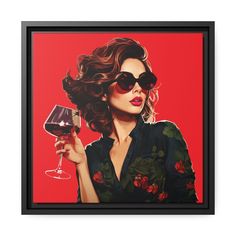 a painting of a woman holding a glass of wine