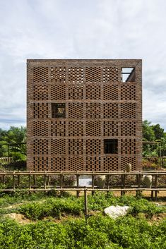 the building is made out of wooden blocks