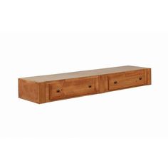 a wooden shelf with three drawers on it