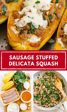 sausage stuffed delicata squash is an easy dinner recipe