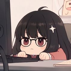 Girl With Glasses Animes, Cartoon Girl With Glasses, Happy Pfp, Line Art Cute, Anime Glasses, Punk Disney Princesses, Instagram Animation, Anime Black Hair, Dreamy Photography