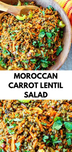 this moroccan carrot lentil salad is the perfect side dish for any meal it's loaded with fresh vegetables and lots of flavor