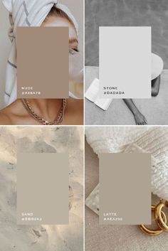 four different shades of gray and white with the same color scheme in each one, including beige