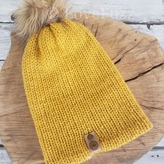 Handmade Women's Double Knit Hat. Thick And Warm. Mustard Yellow With A Tan Fur Pom. Women's Winter Hat, New With Tags, Handmade Knit Hat, Women's Beanie Knit Winter Hat, Hat Knit, Rainbow Crochet, Handmade Knit, Gift For Woman, Women's Beanie, Winter Hats For Women, Double Knit, Fur Pom Pom