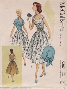 a woman's dress pattern from the 1950's