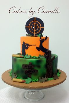 deer hunting birthday party decorations | Birthday party ideas / Hunter (hunting) Grooms Cake with target, deer ... Hunting Cakes For Boys, Deer Hunting Birthday Party, Hunting Birthday Party Decorations