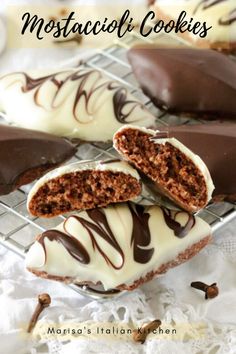 chocolate covered pastries on a cooling rack