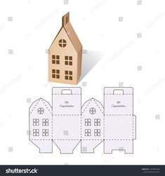 an image of paper cut out of a house and two buildings with windows on each side