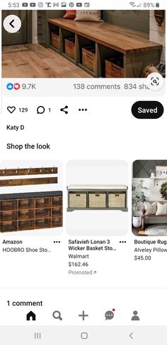 an image of furniture on the app store's mobile page, with other items displayed