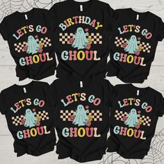 Are you looking for the perfect halloween birthday shirts for a friend or family member you know that loves Halloween? This birthday ghoul shirt and sweatshirt makes the perfect gift for that friend or family member. Pick up this family group halloween shirt for yourself or as a gift! Item Overview * Handmade item * Made to order * Only ships to United States from Charlotte, NC * Personalizable How to Order 1. Select the "Shirt color and/or Size" (see images for options). 2. Click "ADD TO CART". Halloween Party Graphic T-shirt, Halloween Party Graphic Print T-shirt, Fun Black T-shirt For Party, Fun Black Party T-shirt, Customizable Fun Black T-shirt, Black Fun T-shirt For Casual Party, Casual Halloween Birthday T-shirt, Black T-shirt For Halloween Birthday, Casual T-shirt For Halloween Birthday