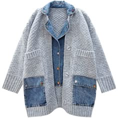 Denim Jacket Fashion, Pullover Outfit, Cardigan Casual, Denim Sweater, Knitting Women Sweater, Loose Sweater, Cardigan Top