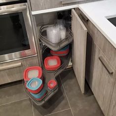 the kitchen is clean and ready to be used as a storage area for food items