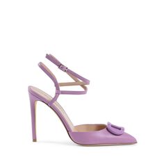 Purple Leather Pump With Lace-Up Ankle Ties. Stiletto Heels And Pointed Toes. Tone-On-Tone Dee Logo. 100% Leather. Made In Italy. Ideal For Pairing With Mini And Midi Hemlines. Material: 100% Leather. Luxury Spring Court Shoes With Heel Strap, Luxury Court Shoes With Heel Strap For Spring, Heels Lilac, Ny Hat, Cashmere Accessories, Mary Jane Heels, Patent Leather Heels, Black Leather Heels, Round Toe Heels