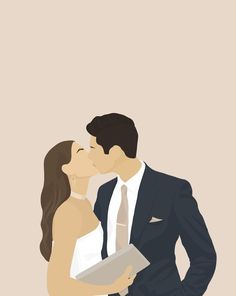 a bride and groom kissing each other in front of a beige background with the words, i do not know what this image is