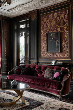 29 Living Room Makeovers Showcasing Deco, Rococo, and Baroque Elegance Gothic Living Room Ideas, Art Deco Living Room Ideas, Gothic Living Room, Dark Boho Living Room, Simon Petrikov, Art Deco Living, Deco Living Room, Art Deco Living Room, Dark Decor