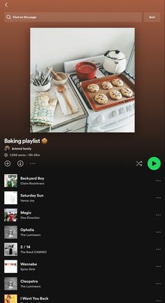 an app showing baking playlist on the screen