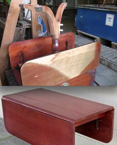 there are several pieces of wood that have been sanded down and turned into furniture