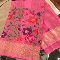 New ...Pure Silk Tussar Banarasi Georgette Saree . Fall And Pico Is Done. Comes With Unstitched Running Blouse Piece. You Get Extra Purple Pure Banaras Blouse Size-38 Also You Can Adjust The Blouse Two Sizes Up Or Down Easily. Pink Silk Pre-draped Saree With Self Design, Pink Chanderi Pre-draped Saree For Celebration, Fitted Pink Traditional Wear With Zari Weaving, Pink Silk Saree For Celebration, Pink Handloom Pre-draped Saree In Tissue Silk, Pink Tissue Silk Handloom Pre-draped Saree, Pink Tissue Silk Pre-draped Saree Handloom, Celebration Pink Tussar Silk Saree, Pink Silk Saree With Self Design